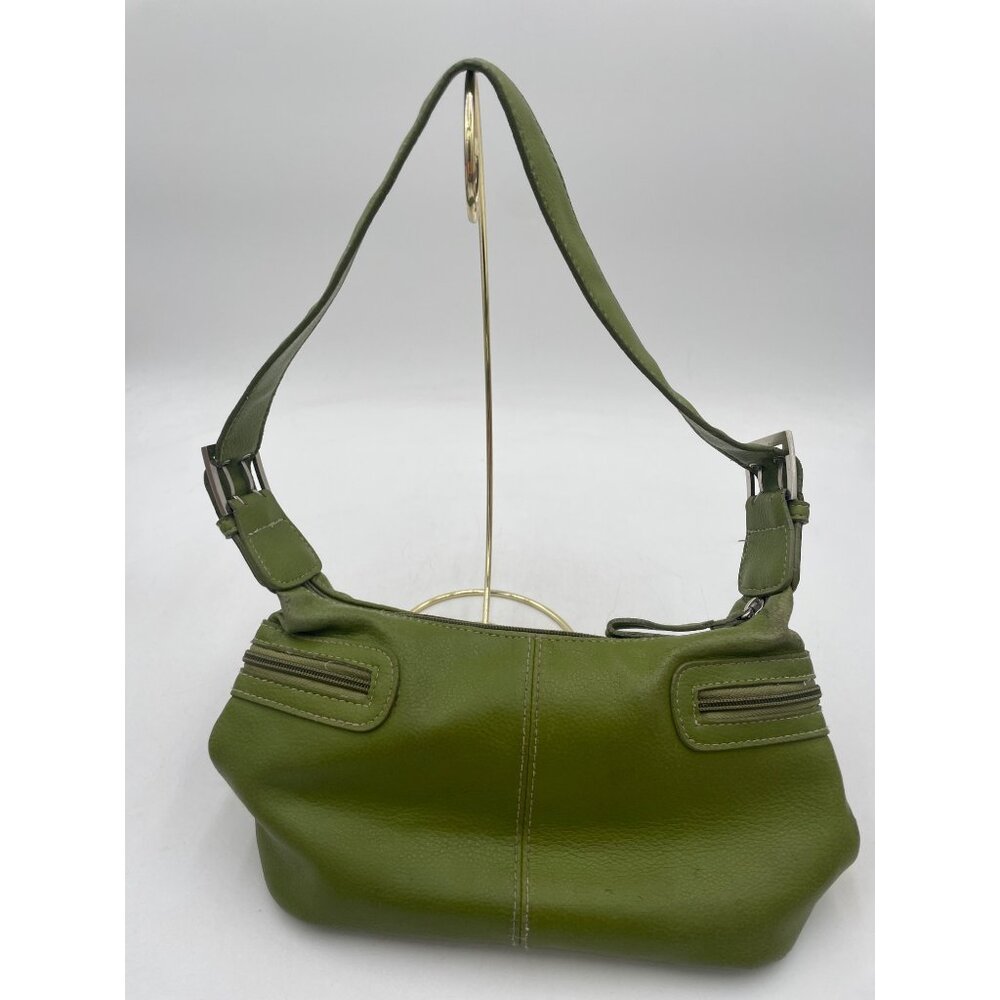 Vintage St. Johns Bay 1970s Green Faux Leather Shoulder Bag Dual Zippered Pocket - Picture 2 of 3